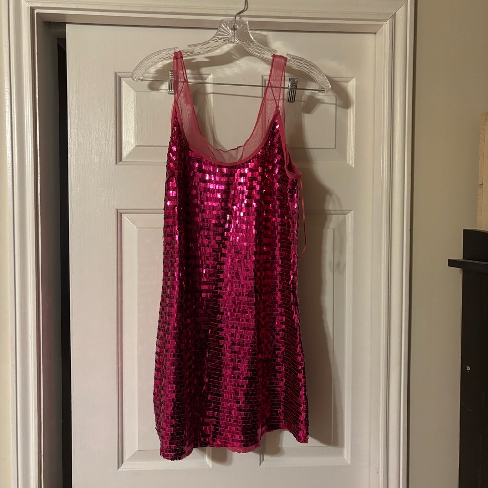 Free People Disco Fever Hot Pink Sequin Dress